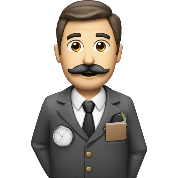 person with calculator and accounting stuff and french handlebar mustache emoji