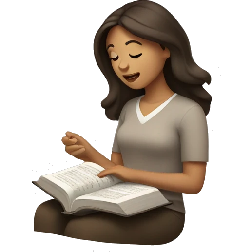 Brunette woman reading Bible emoji