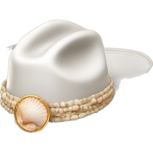 White cowgirl hat with seashell band emoji