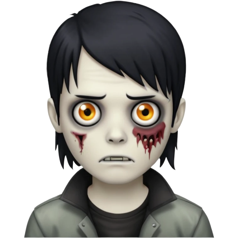 Make a zombie boy with black mullet emo hair  emoji