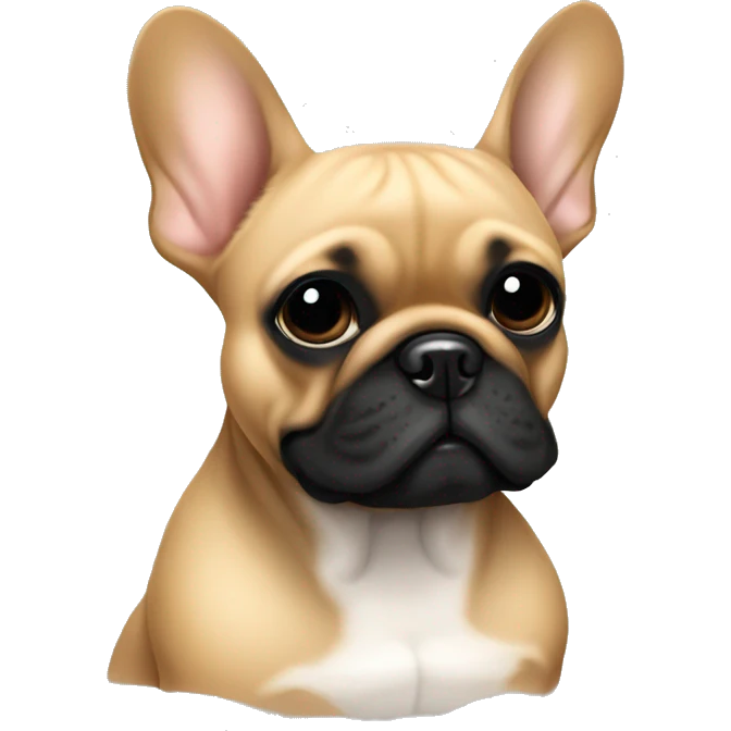 Tan French bulldog with very black face emoji