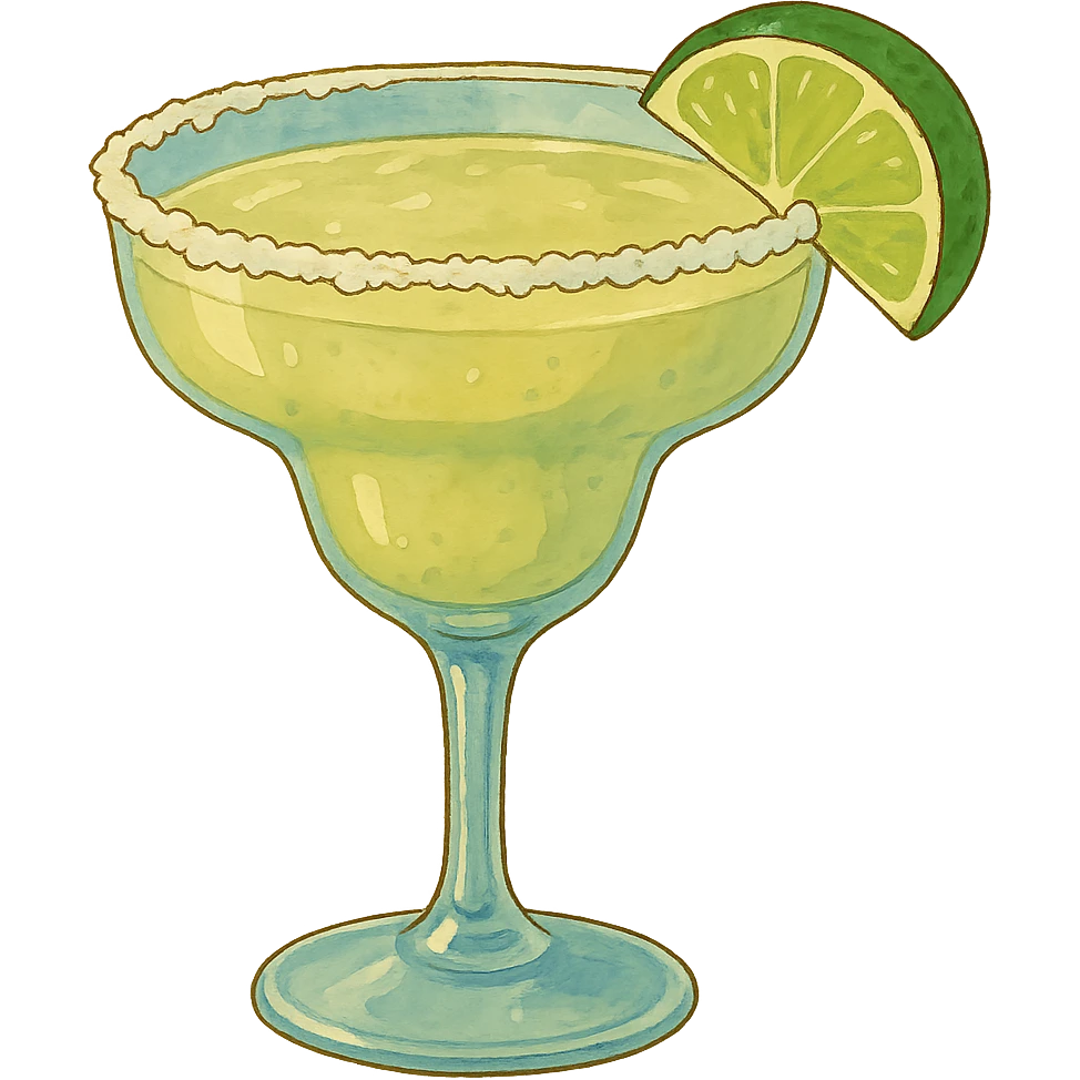 close-up of a margarita with lime wedge, ghibli style emoji