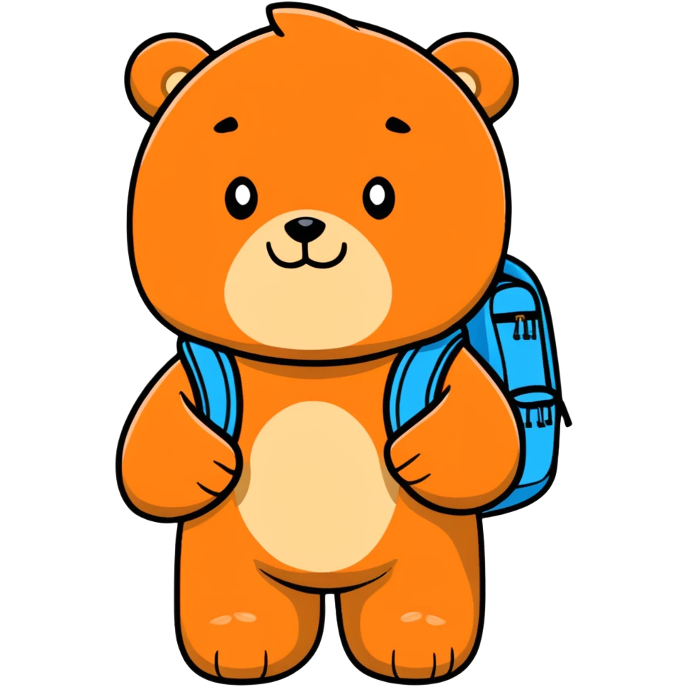 Colorful bear with backpack sticker emoji