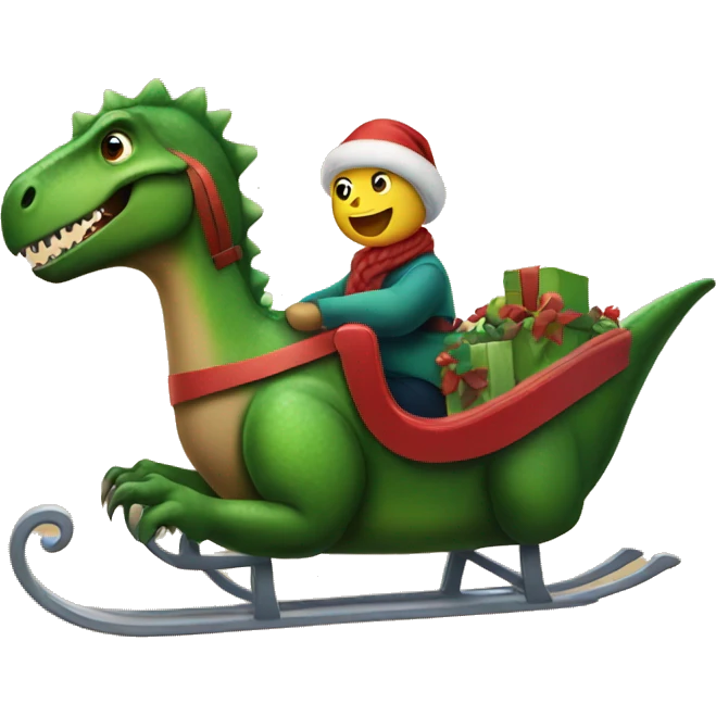 Dinosaur riding in a sleigh emoji