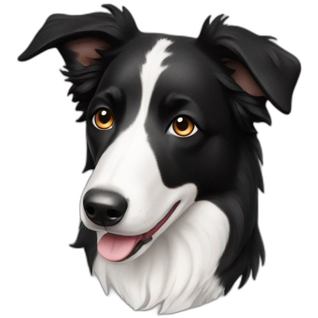 black short hair boarder collie with white neck emoji