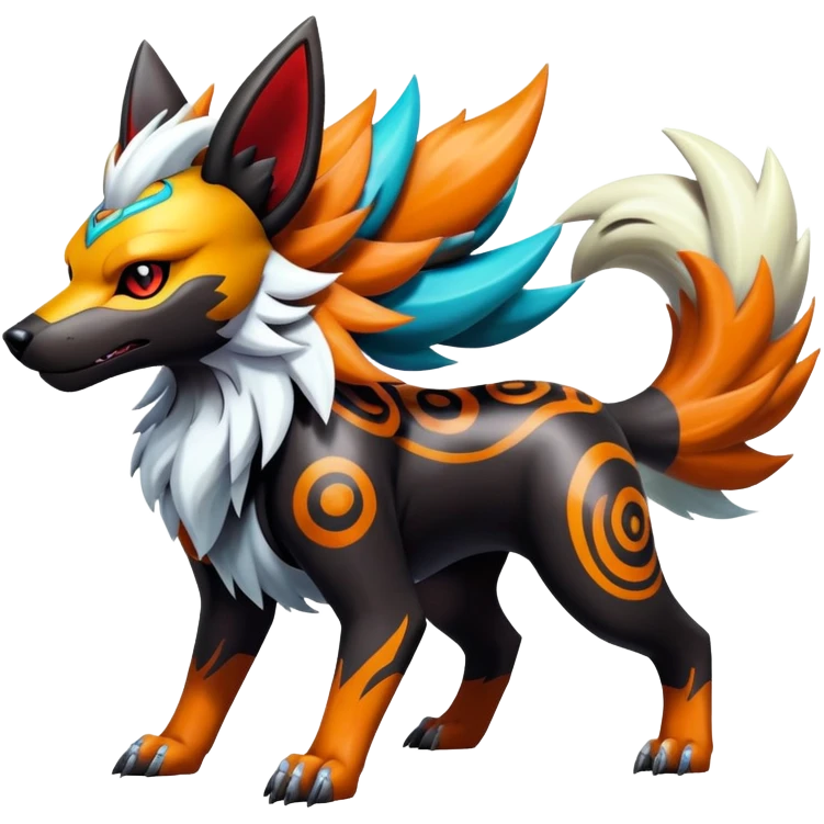 Shiny Gothic Exotic Punk’ish Cool Colorful Epic Futuristic Houndoom-Arcanine-Zorua-Torracat-Pokémon-Fakémon-hybrid-creature emoji