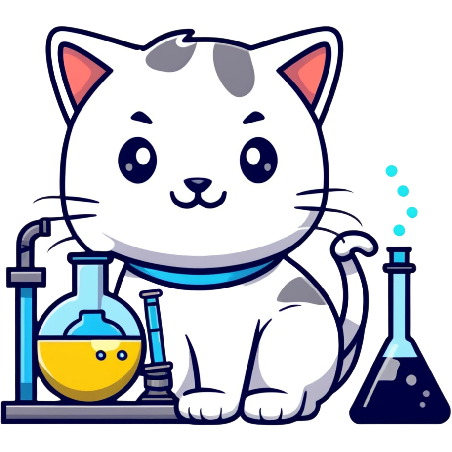 cat scientist smiling with science equipment emoji