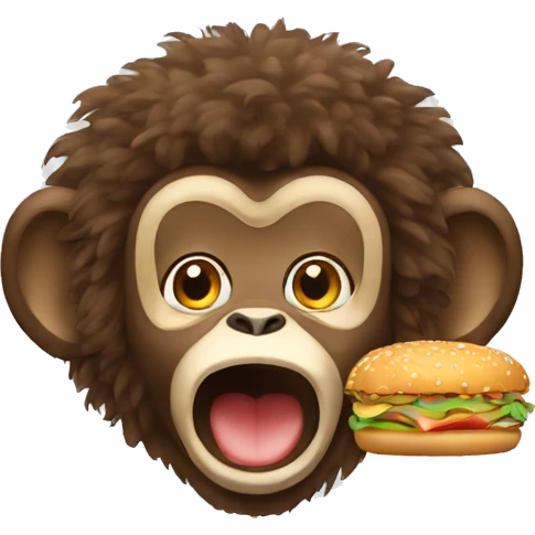 A Monkey with a afro eating fast food emoji