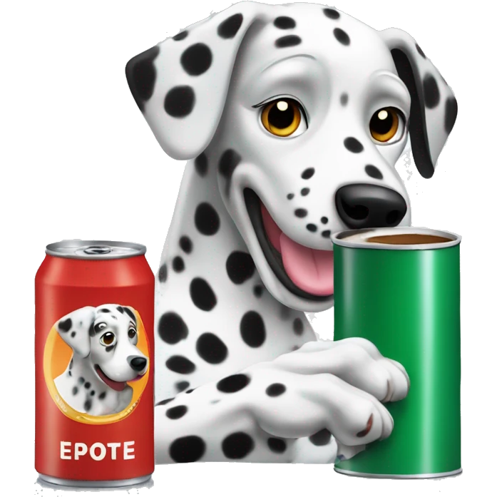 Dalmatian dog drinking espresso out of a can emoji