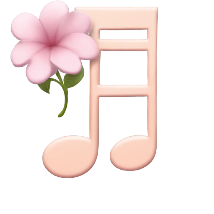 Pale pink music note with pale pink flower  emoji