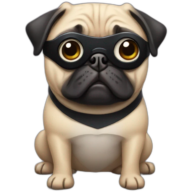 A pug wearing a batman mask emoji