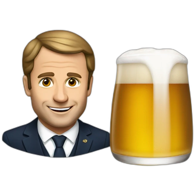 Macron avec une bière emoji