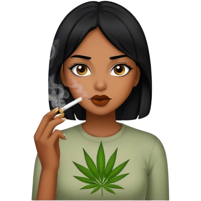 girl with black hair smokes weed emoji