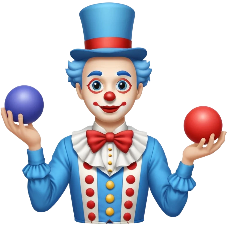 circus juggler clown juggling balls white and blue emoji