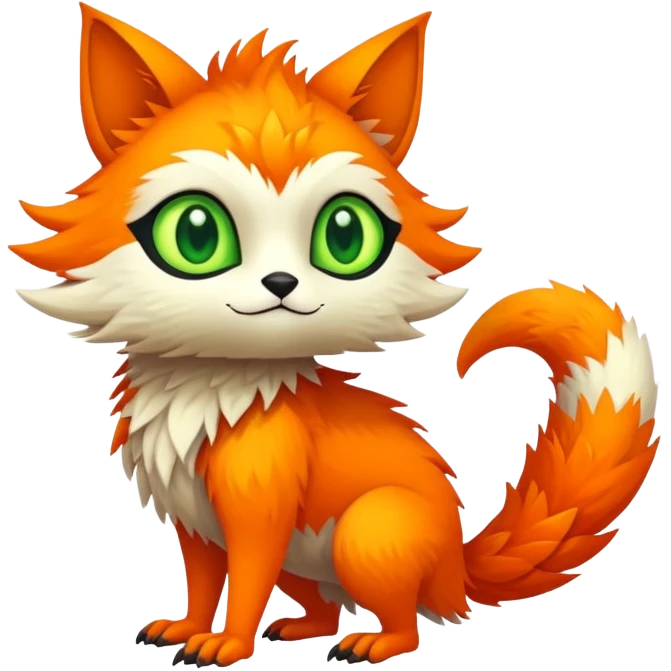 Exotic vibrant lush warm-colored Fakémon-Trico-creature (full body) emoji