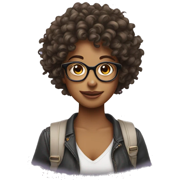 Girl woth glasses and crazy curly hair emoji