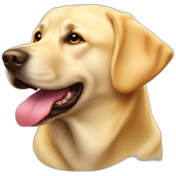 Handsome but fat yellow lab dog with tongue out emoji