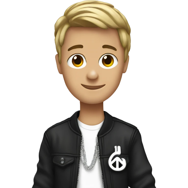 bieber with peace sign emoji