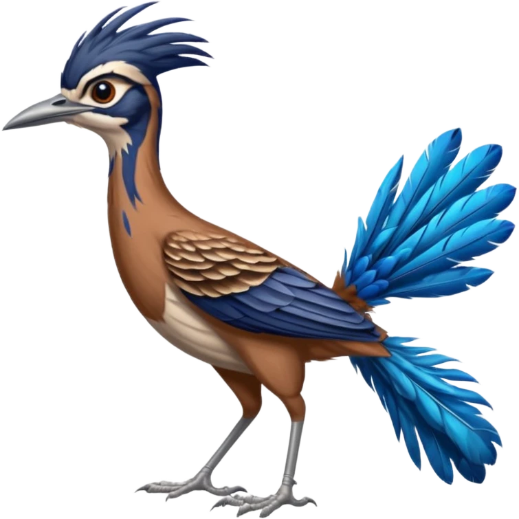 realistic roadrunner bird emoji, tail pointed down, realistic colors emoji