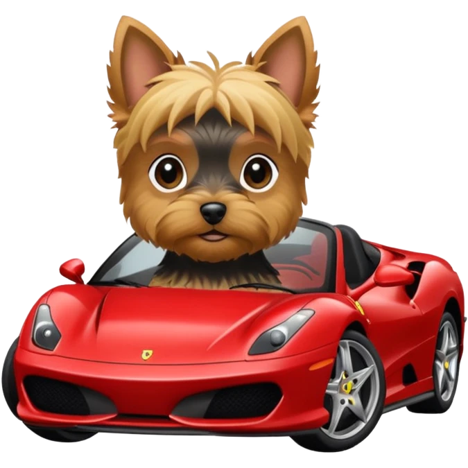 A Yorkie Terrier in a Ferrari  emoji