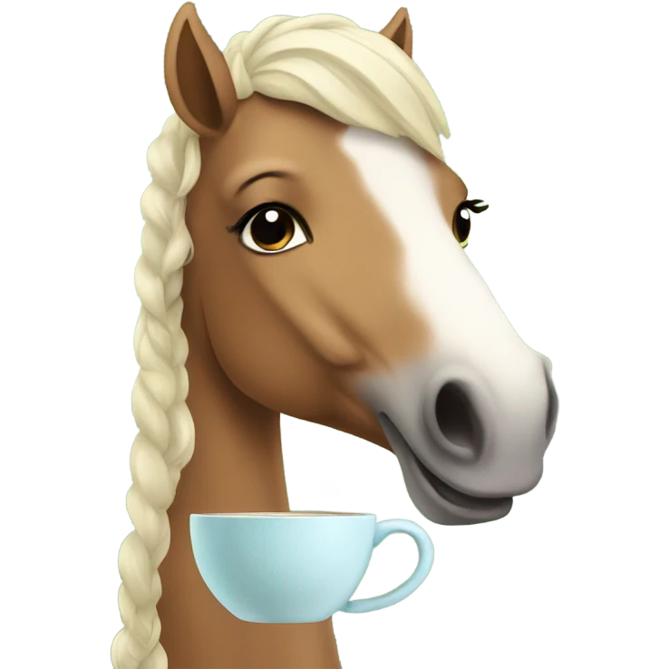 a girly horse holding a cup of tea  emoji