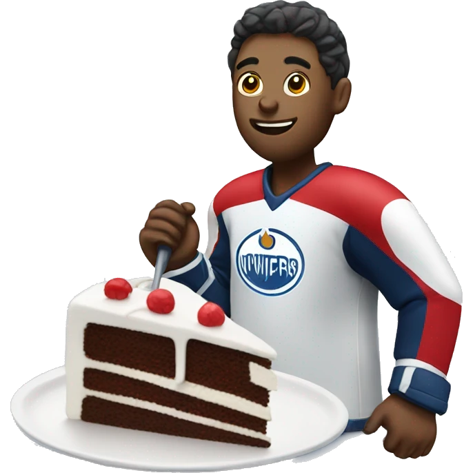 Ice hockey player eating cake emoji
