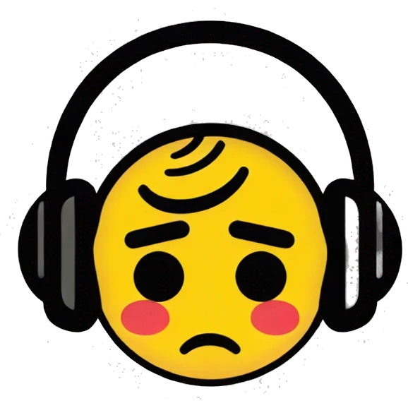 Sad emoji with headphones emoji