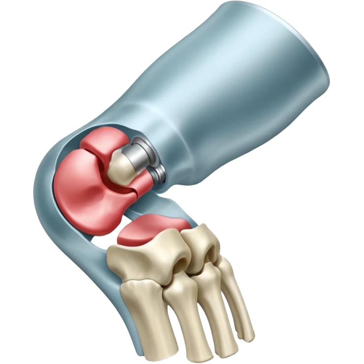 3D render of Metal Plate in Knee, X-Ray imaging aesthetic, translucent materials showing internal structure, white leg bones with bright opaque white metal screws, medical scan style, emoji style, isolated on white background --v 6.0. emoji