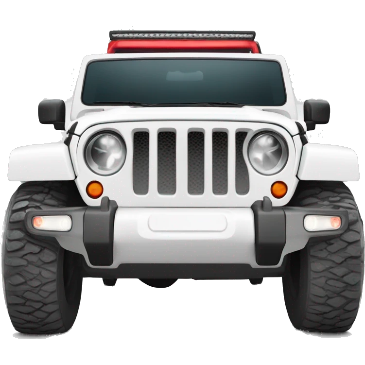 White Jeep Wrangler Rubicon with white roof and red rims  emoji