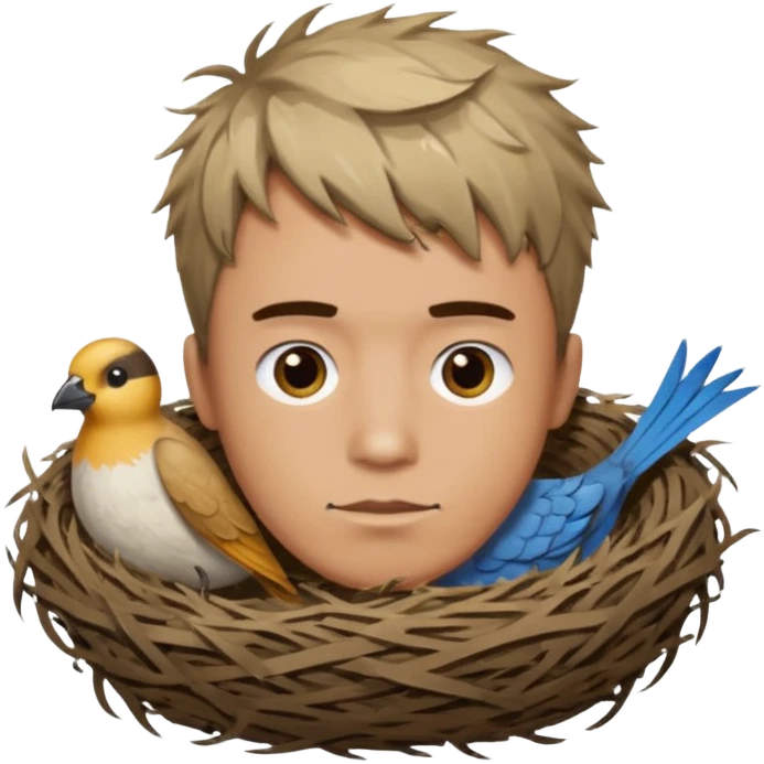 Man who has a Birds Nest haircut emoji