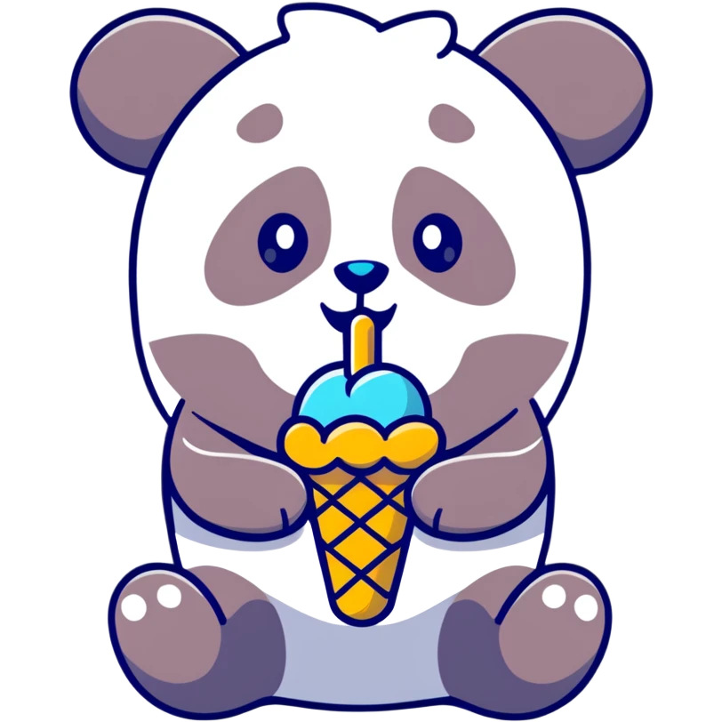 Panda eating ice cream emoji