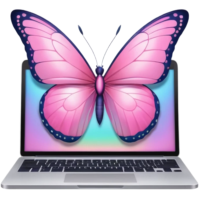 pink butterfly on laptop emoji