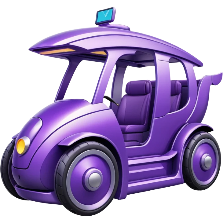 Semi futuristic chariot that’s purple and related to banking and fintech emoji