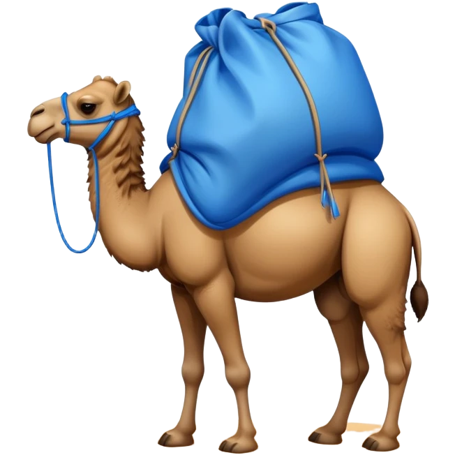 camel with a blue sack on its back emoji