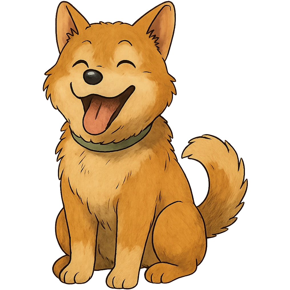 happy dog in ghibli style emoji