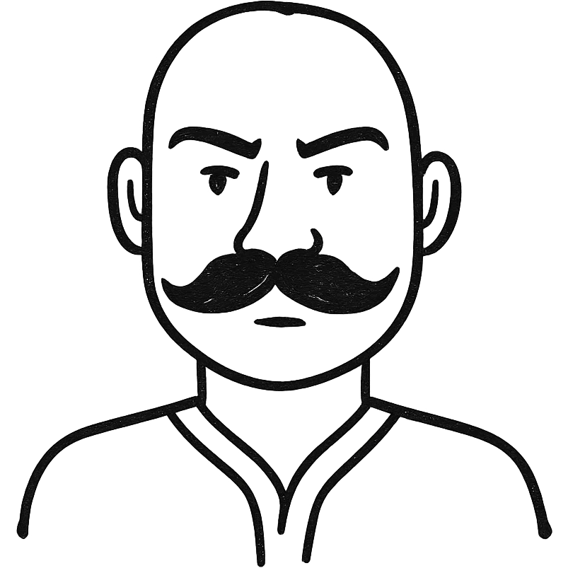 bold Indian man with a moustache, hand-drawn style, thick moustache emoji