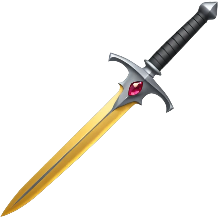 minimal emoji dagger with dull blade and simple hilt, colored gemstone in hilt, no other colors emoji