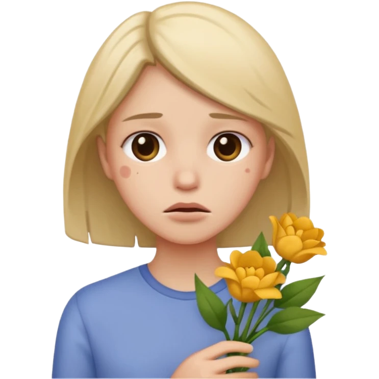 devastated emoji holding flowers emoji