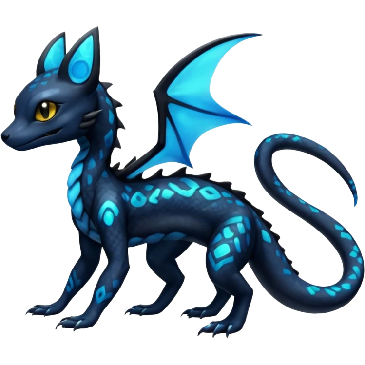 Shiny beautiful gorgeous ethereal Scaley Exotic Salandit-Umbreon-Fakémon-hybrid-creature (full body) emoji