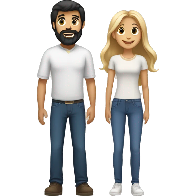 White Family of dad with black hair and beard, mom with light brown long hair, and daughter with medium dark blonde hair   emoji