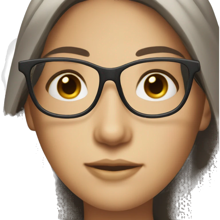 Dark brown hair brown eyes long straight hair glasses white skin woman emoji