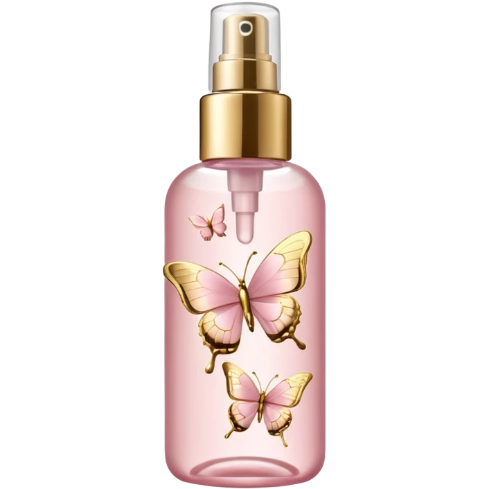 Light pink body mist bottle with gold butterflies  emoji