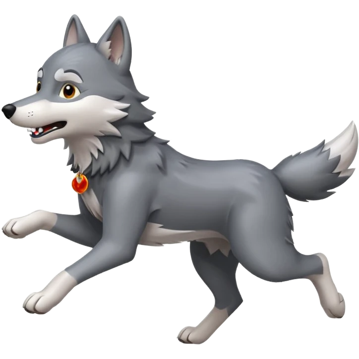 Wolf run cartoon emoji