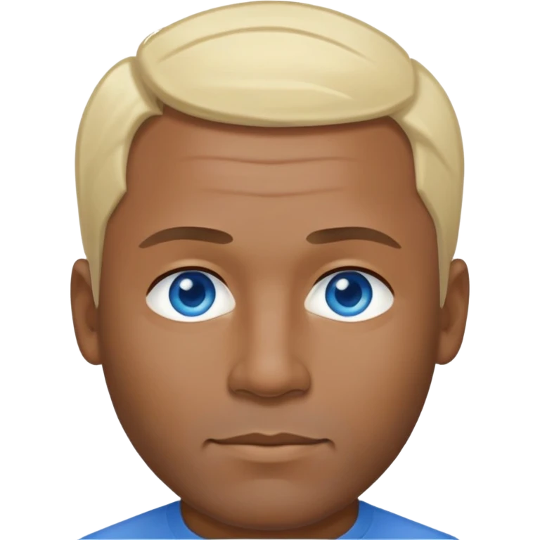 47 year old male, darker skinned blue eyes, short blonde hair, blue shirt emoji