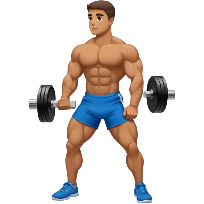 side-view bodybuilder dumbbell lunges emoji