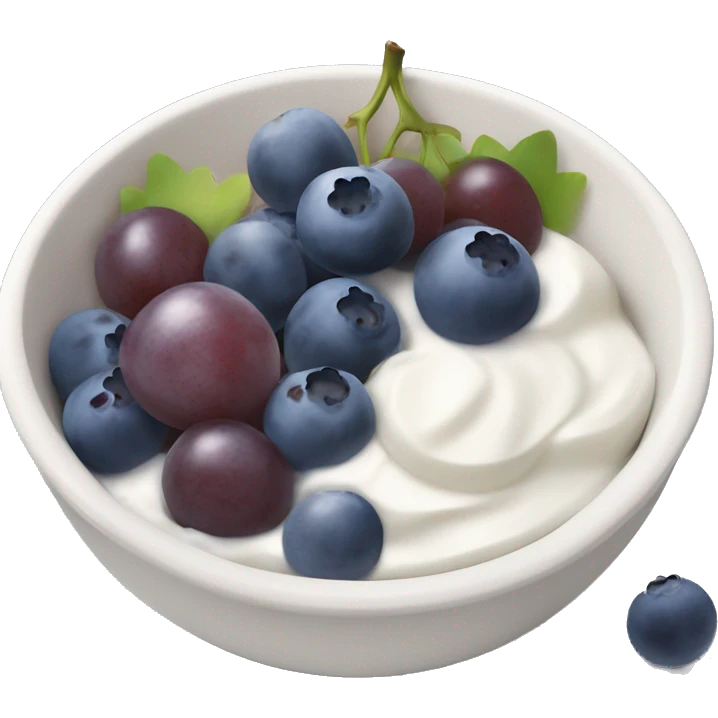 yoghurt bowl with grapes and blueberries emoji