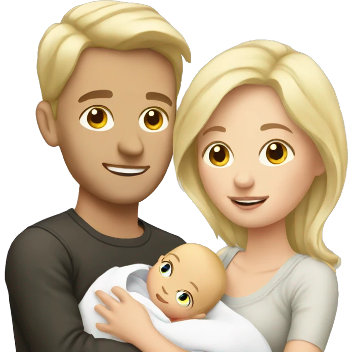 blonde european couple holding newborn emoji
