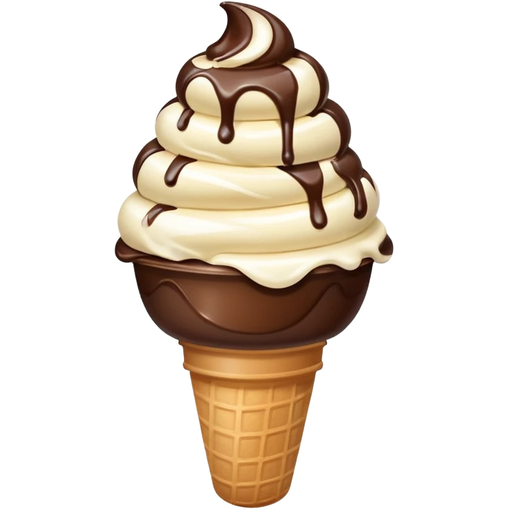 melted white and dark chocolate ice cream emoji