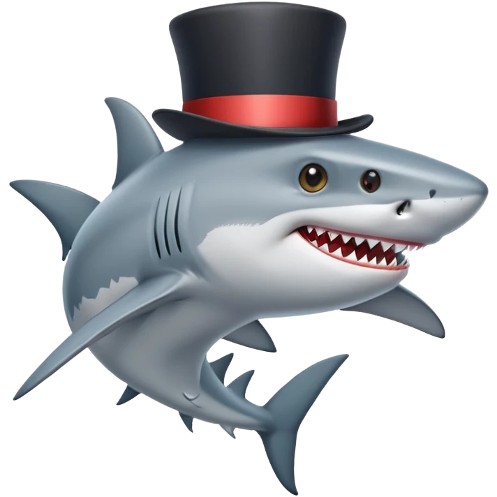 Shark with a top hat emoji