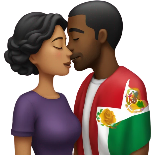 Black guy kissing Mexican lady emoji